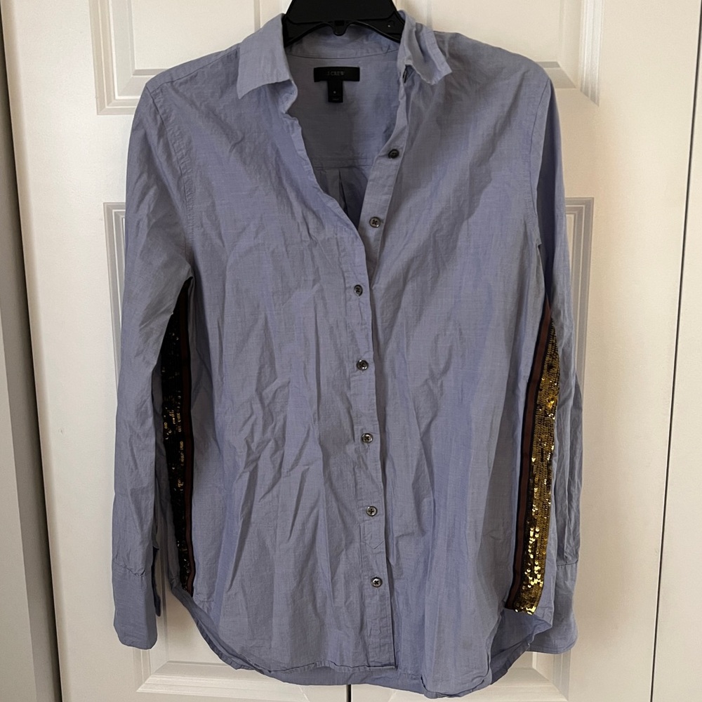 J.CREW | Side-Stripe Sequin Button Down
